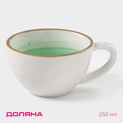Чашка фарфоровая Доляна «Космос», 250 мл, цвет зелёный