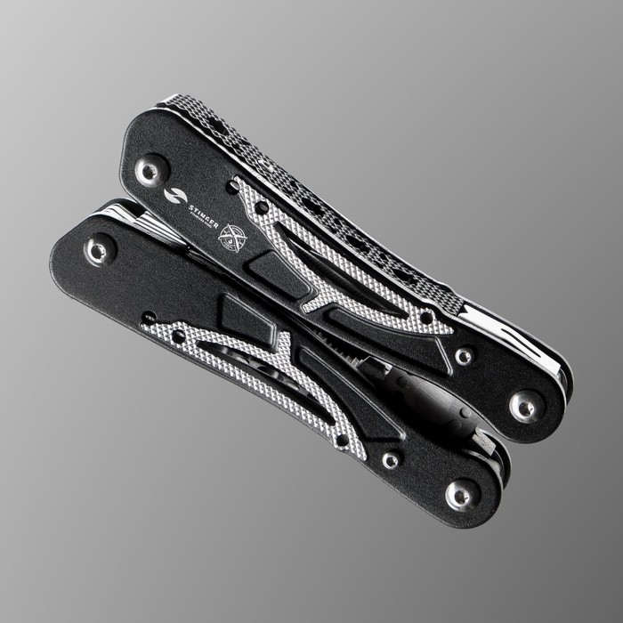 Мультитул Stinger с нейлоновым чехлом, 13 функций, сталь, алюминий, серебристо-чёрный - фото 1889829985