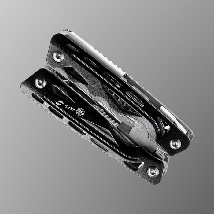 Мультитул Stinger с нейлоновым чехлом, 9 функций, сталь, алюминий, серебристо-чёрный - фото 1889829995