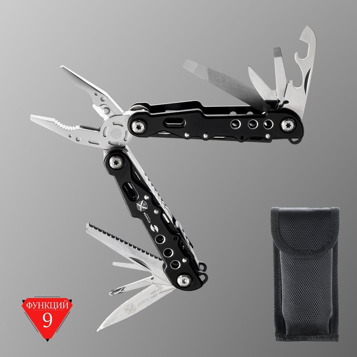 Мультитул Stinger с нейлоновым чехлом, 9 функций, сталь, алюминий, чёрный - Фото 1