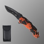 Нож складной Stinger, лезвие - 3Cr13, рукоять - алюминий, оранжевый камуфляж, 10 см - фото 318938150