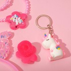 Набор детский «Выбражулька» 5 предметов: ободок, резинка, кулон, браслет, брелок, единорог, цветной - Фото 5