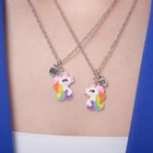 Набор 3 предмета: 2 кулона, ручка "Неразлучники" единорожки, цветной, 45см - фото 24424521