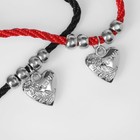 Набор 3 предмета: 2 браслета, блеск для губ «Неразлучники» сердечки, цвет чёрно-красный, 6 см - фото 9306434