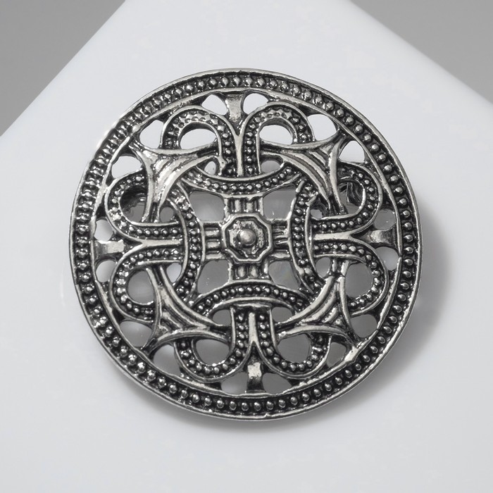 Брошь «Скандинавия» кельтские узлы, цвет чернёное серебро - Фото 1