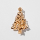 Брошь новогодняя "Ёлка" с жемчугом, цвет белый в золоте - фото 26440363