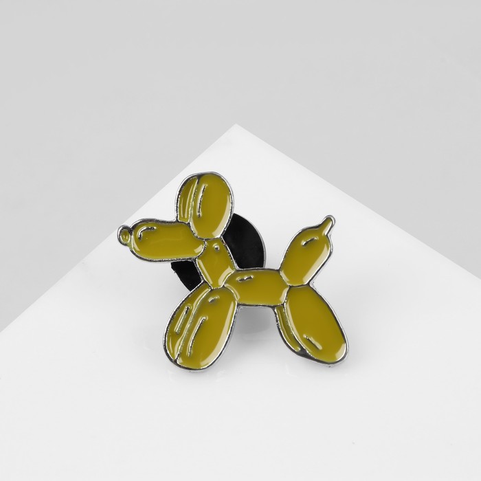Значок «Воздушный шар» собачка, цвет жёлтый в серебре - Фото 1