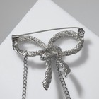 Брошь «Бант» с подвижными цепочками, цвет серебро - фото 24242612