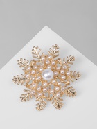 Брошь «Снежинка» роскошная, цвет белый в золоте - Фото 5