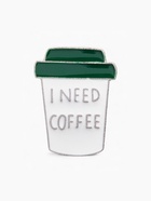 Значок «Мне нужен кофе», цвет бело-зелёный в серебре - Фото 1