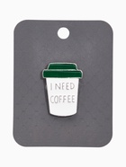 Значок «Мне нужен кофе», цвет бело-зелёный в серебре - Фото 4