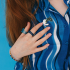Кольцо Amore цепь, цвет синий, безразмерное - фото 9529389