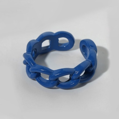Кольцо «Цепь», синее, безразмерное