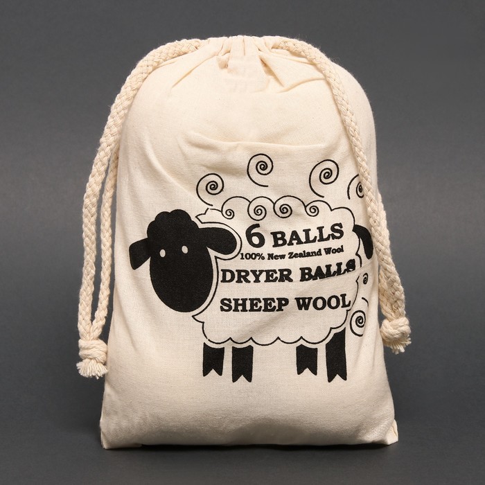 Шерстяные шарики для стирки и сушки белья, 6 см, белые, 25 г - Фото 1