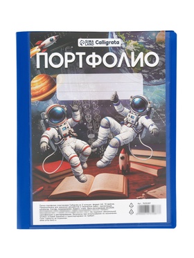 Папка-портфолио А4, Calligrata «Космические друзья», пластиковая, на 2 кольцах, 10 файлов, МИКС 7635087