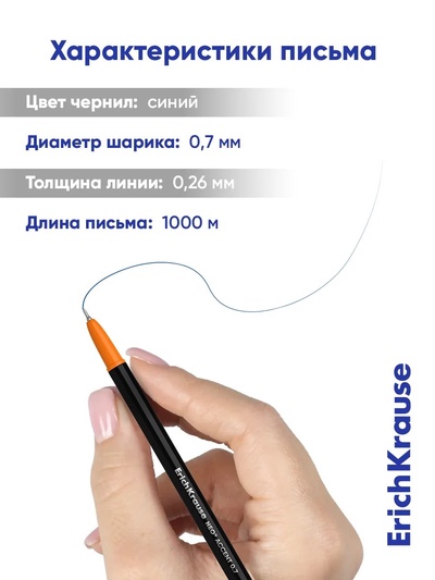 Ручка шариковая ErichKrause. Neo Accent, синий стержень, узел 0.7 мм, МИКС