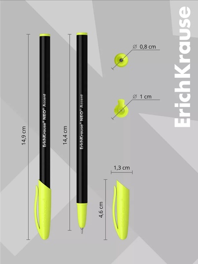 Ручка шариковая ErichKrause. Neo Accent, синий стержень, узел 0.7 мм, МИКС