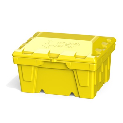 Ящик с крышкой, 250 л, для песка, соли, реагентов, цвет жёлтый