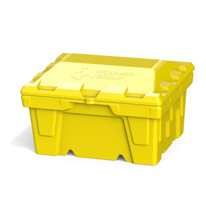 Ящик с крышкой, 250 л, для песка, соли, реагентов, цвет жёлтый - Фото 1