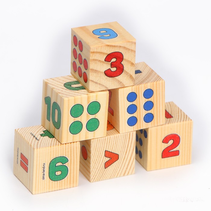 Кубики из натурального дерева «Учим цифры» - фото 1908932804