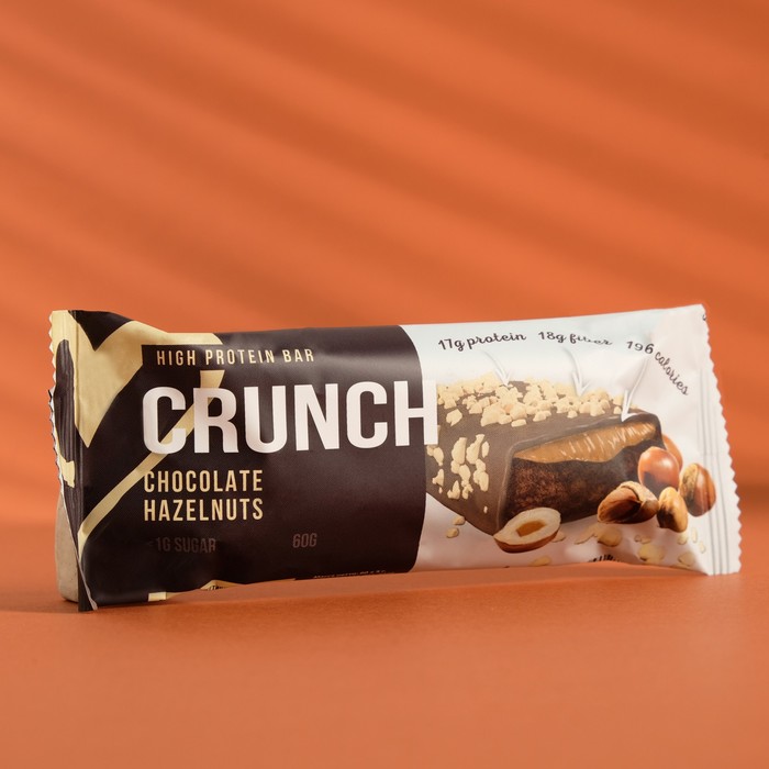 Протеиновый батончик Crunch Bar «Фундук в шоколаде» спортивное питание, 60 г - Фото 1