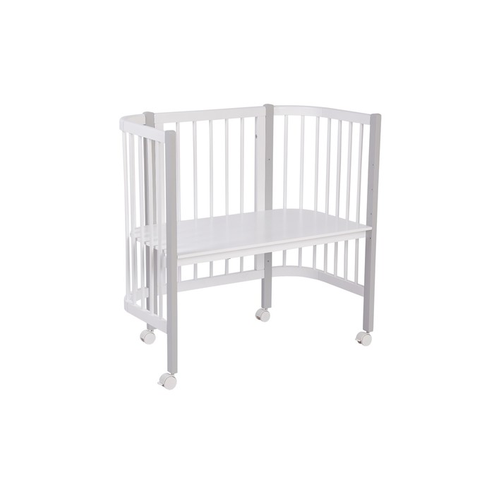 Кроватка-трансформер детская Polini kids Simple 120, приставная, цвет белый-серый - Фото 1