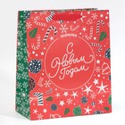 Пакет подарочный новогодний ламинированный «Поздравляем с Новым Годом», ML 23 х 27 х 11,5 см, Новый год - фото 21654350