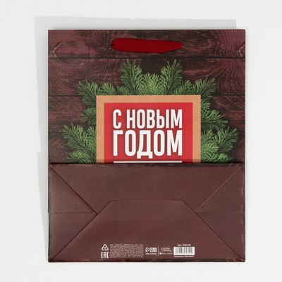 Пакет подарочный новогодний ламинированный «С Новым годом», ML 23×27×11.5 см