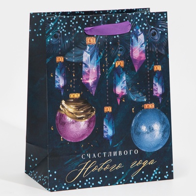 Пакет подарочный новогодний ламинированный «Кристалл», MS 18 х 23 х 10 см
