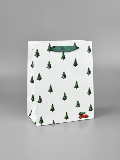 Пакет подарочный новогодний ламинированный «Ёлочки», MS 18×23×10 см