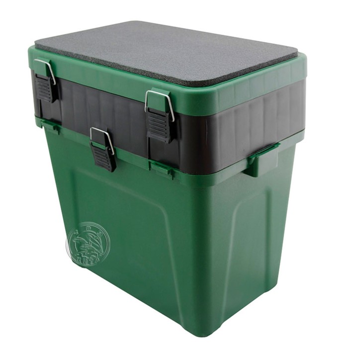 Ящик зимний, большой, 4+4 отделения для приманок, 380х360х240 мм, цвет зелёный - Фото 1