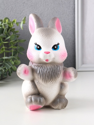 Копилка для денег «Радостный заяц», гипс, серый, 21 см