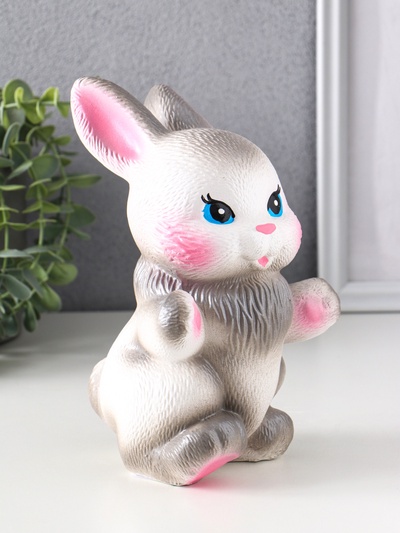 Копилка "Радостный заяц" серый, 21см