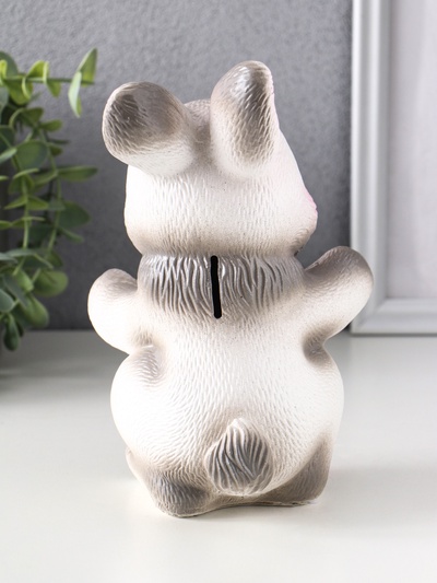 Копилка "Радостный заяц" серый, 21см