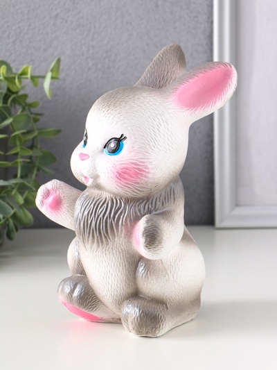 Копилка "Радостный заяц" серый, 21см