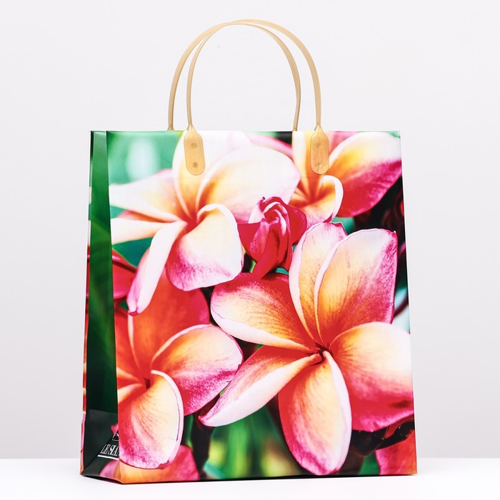 Пакет «Оранжевые цветы», мягкий пластик, 26×23 см, 110 мкм - Фото 1