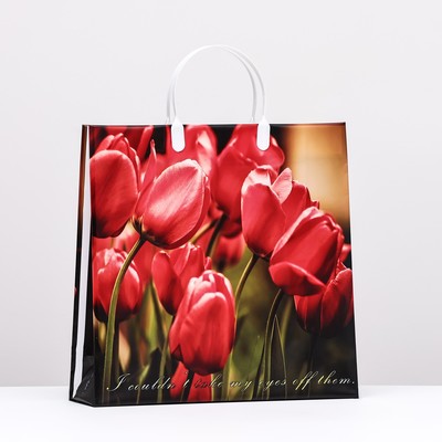 Пакет «Тюльпаны», мягкий пластик, 30×30 см, 120 мкм