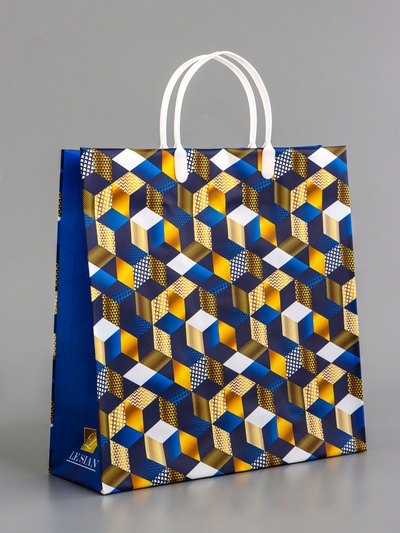 Пакет «Геометрия на синем», мягкий пластик, 29×30 см, 100 мкм