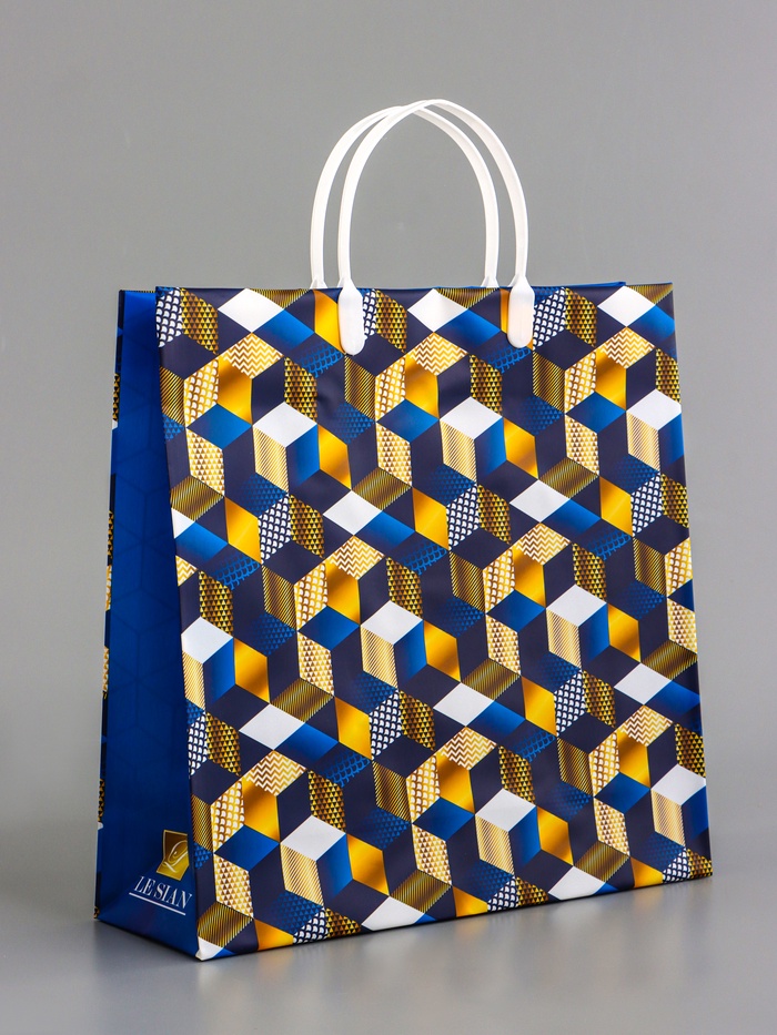 Пакет «Геометрия на синем», мягкий пластик, 29×30 см, 100 мкм - Фото 1