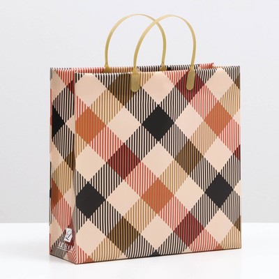 Пакет «Бежевый в клетку», мягкий пластик, 30×30 см, 120 мкм