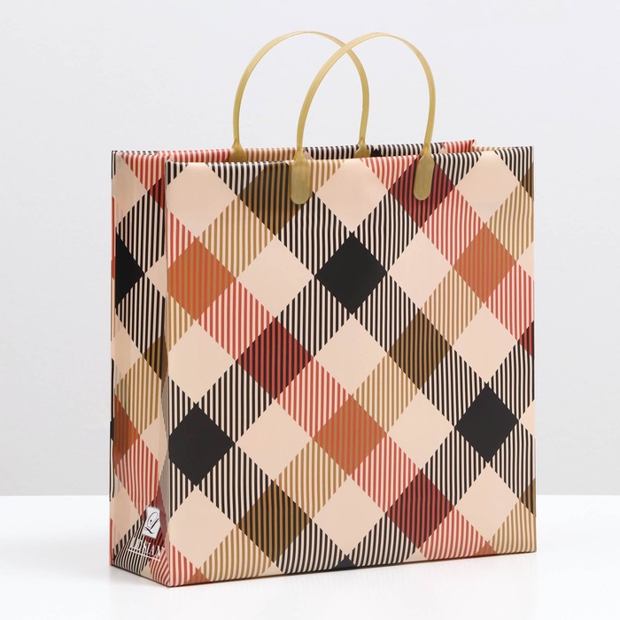 Пакет «Бежевый в клетку», мягкий пластик, 30×30 см, 120 мкм - Фото 1