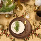 Скатерть новогодняя Доляна "Ёлочные игрушки" 145*300 см, 100% п/э - фото 25444733