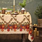Скатерть новогодняя Доляна "Ёлочные игрушки" 145*300 см, 100% п/э - фото 25444734