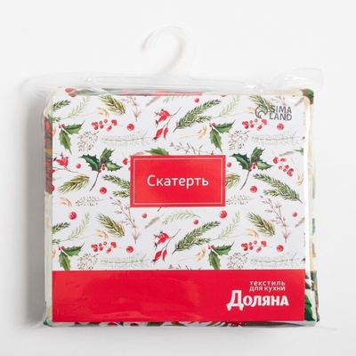 Скатерть новогодняя «Доляна. Новогодние украшения», 145×220 см, 100% п/э