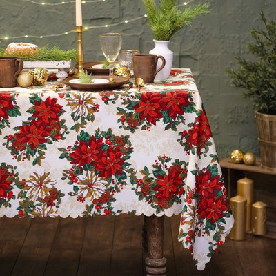 Скатерть новогодняя «Доляна. Новогодние украшения», 145×260 см, 100% п/э