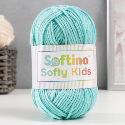 Пряжа для вязания спицами, крючком 100% акрил Softino Softy Kids, 90 м ±5 м, 50 г, цвет 16 ярко-голубой