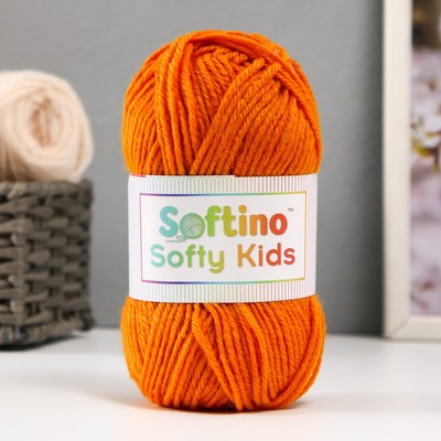 Пряжа 100% акрил "Softy Kids" 90м ±5м 50 гр цвет 56 апельсин
