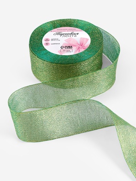 Лента парчовая, 40 мм, 23±1 м, зелёная №032