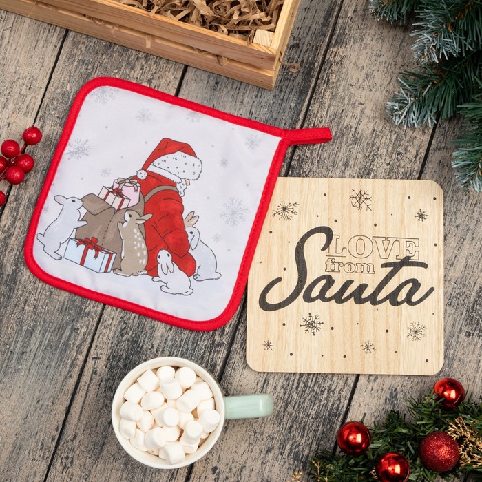 Набор кухонный Доляна From Santa: подставка, прихватка - Фото 1