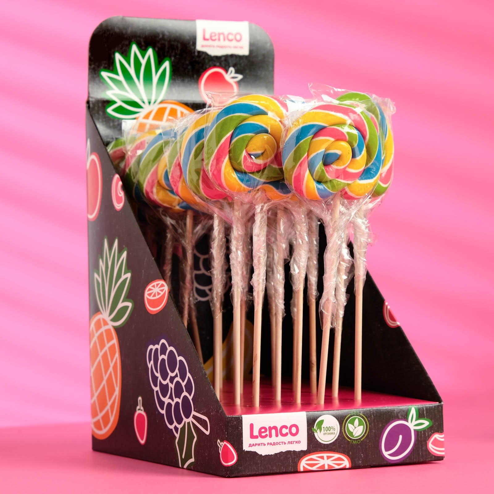 Карамель леденцовая Lenco «Радужный Lolly», со вкусом маракуйя, 30 г ...